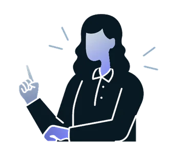 Illustration: a woman with a thoughtful gesture, representing personality and temperament